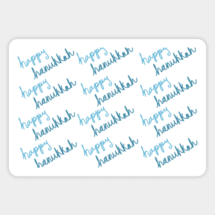 Happy Hanukkah Blue Script Lettering Pattern, made by EndlessEmporium Magnet